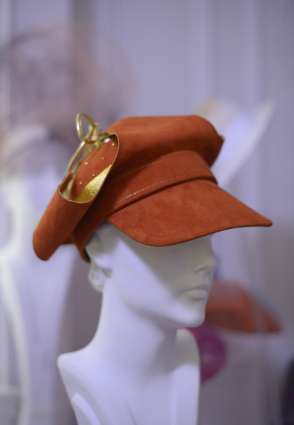 Stephen Jones Millinery Autumn Winter 2017 Emanuel Ungaro Trapper cap in embroidered suede and leather 01 Emanuel Ungaro