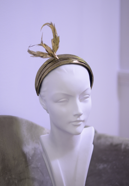 Stephen Jones Millinery Autumn Winter 2017 Yves Saint Laurent Headband in lame with gilded bird 12 Yves Saint Laurent