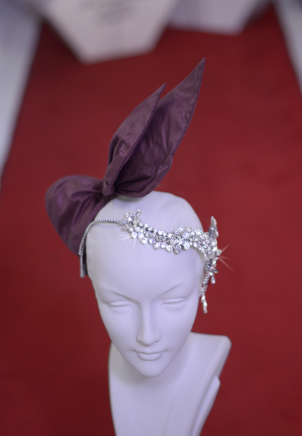 Stephen Jones Millinery Autumn Winter 2017 Pierre Balmain Collage rhinestone tiara with taffeta bow 15 Pierre Balmain