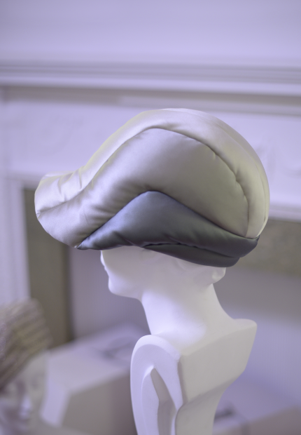 Stephen Jones Millinery Autumn Winter 2017 Charles James Down cap in tonal duchess satin 03 Charles James