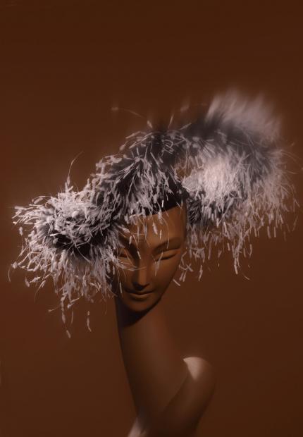 A cartwheel hat in velvet and burnt ostrich Stephen Jones Autumn Winter 2018 Crowns 06 Mae Reeves
