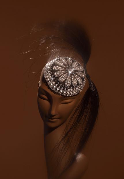 A crystal and cabochon embroidered cocktail toque with plumes Stephen Jones Autumn Winter 2018 Crowns 10 Josephine Baker