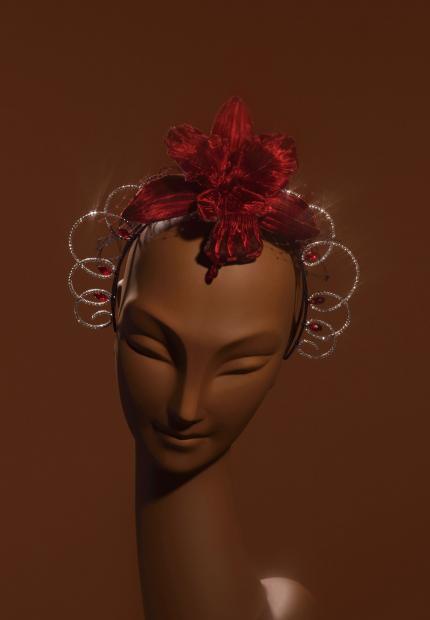 A velvet orchid and crystal headdress Stephen Jones Autumn Winter 2018 Crowns 12 Lena Horne