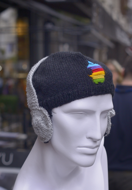 Stephen Jones Millinery Autumn Winter 2017 Apple knitted headphone beanie