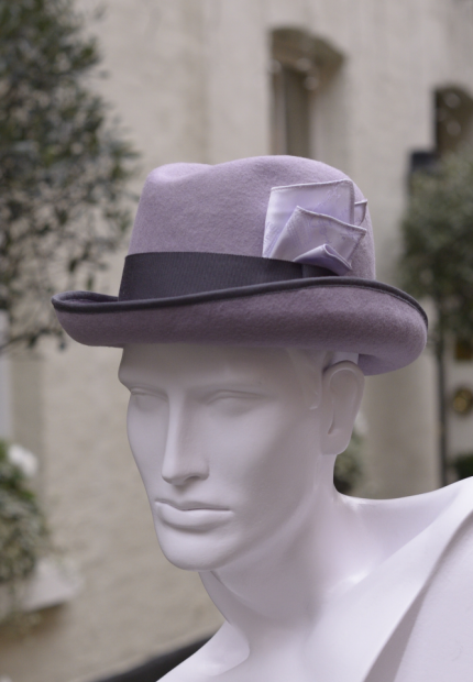 Stephen Jones Millinery Autumn Winter 2017 Amies tall trilby with pocket kerchief