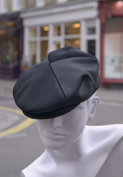 Stephen Jones Millinery Autumn Winter 2017 Burberry panne and satin flat cap