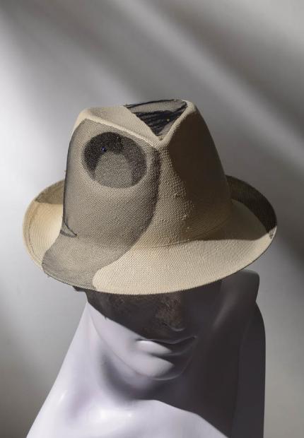 Stephen Jones Spring Summer 2017 Shade collection mens straw trilby with tulle shadow detailing