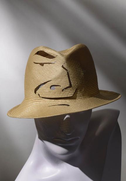 Stephen Jones Spring Summer 2017 Shade collection mens straw trilby with tulle face detailing