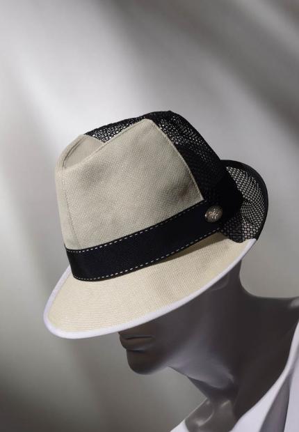 Stephen Jones Spring Summer 2017 Shade collection mens two toned fabric cotton net trilby
