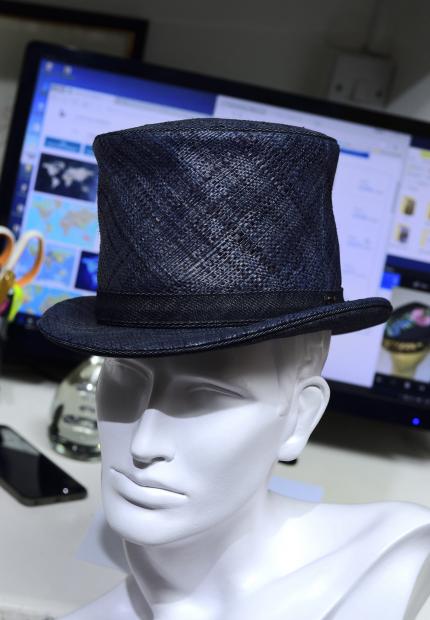 Stephen Jones Millinery Spring Summer 2018 Hats Washington straw and denim top hat