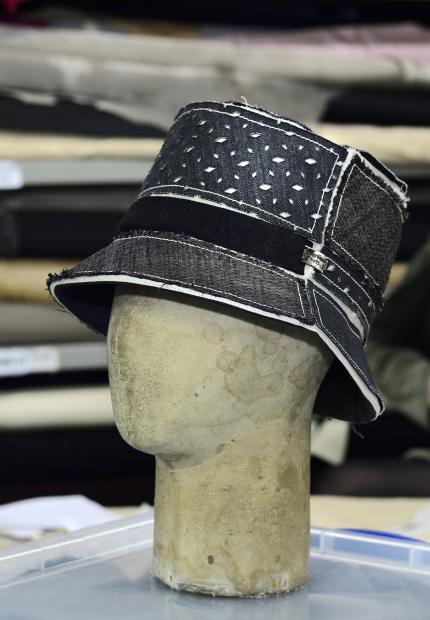 Stephen Jones Millinery Spring Summer 2018 Hats Swatch patchwork bucket hat