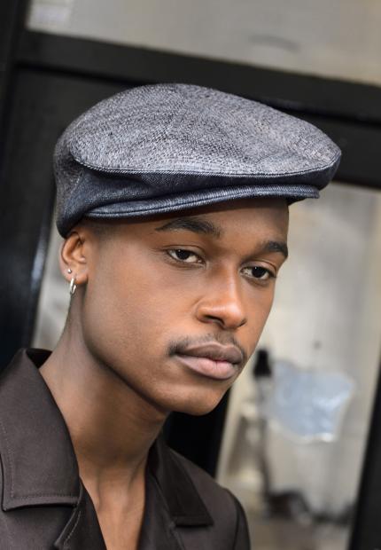 Stephen Jones Millinery Spring Summer 2018 Hats DJ straw and denim golf cap