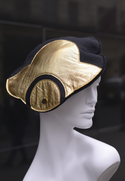 Stephen Jones Millinery Autumn Winter 2017 Quant leather appliqued beret