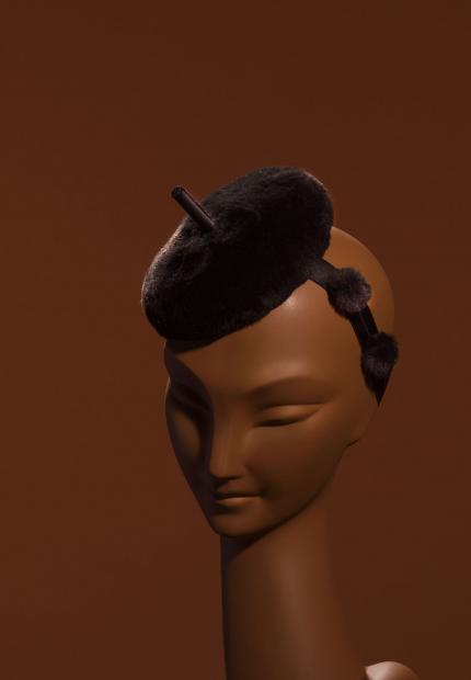 A faux fur button on band Stephen Jones Millinery Autumn Winter 2018 Crowns