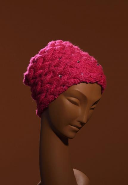 A handknitted beanie with rhinestones Stephen Jones Millinery Autumn Winter 2018 Crowns