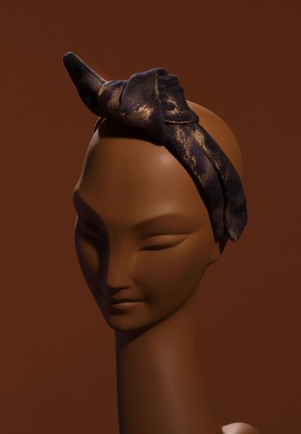 A brocade tie headdress Stephen Jones Millinery Autumn Winter 2018 Crowns
