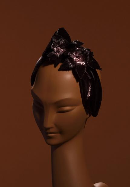 A lurex velvet head band with orchids Stephen Jones Millinery Autumn Winter 2018 Crowns