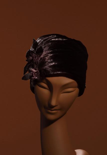 A lurex velvet cloche with orchids Stephen Jones Millinery Autumn Winter 2018 Crowns
