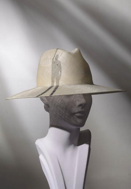 Stephen Jones Spring Summer 2017 Shade collection straw fedora shadow tulle detail 