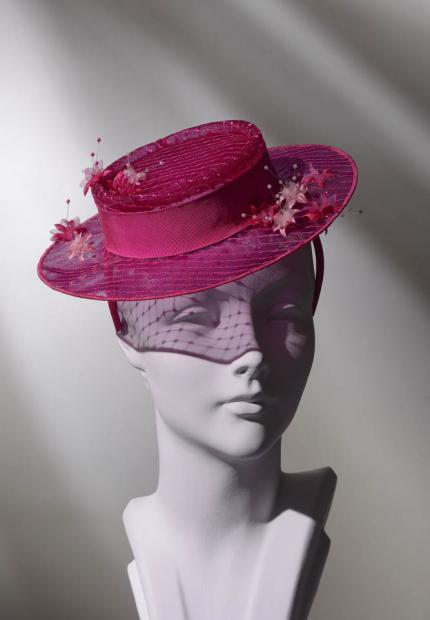 Stephen Jones Spring Summer 2017 Shade collection pink flower small boater headband 