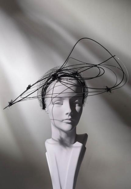 Stephen Jones Spring Summer 2017 Shade collection shadow wire racing hat with flower detail 