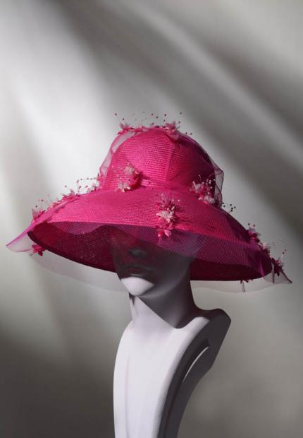 Stephen Jones Spring Summer 2017 Shade collection pink flower tulle hat 