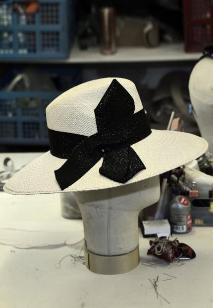 Stephen Jones Millinery Spring Summer 2018 Hats Trim lurex bow large brim trilby 