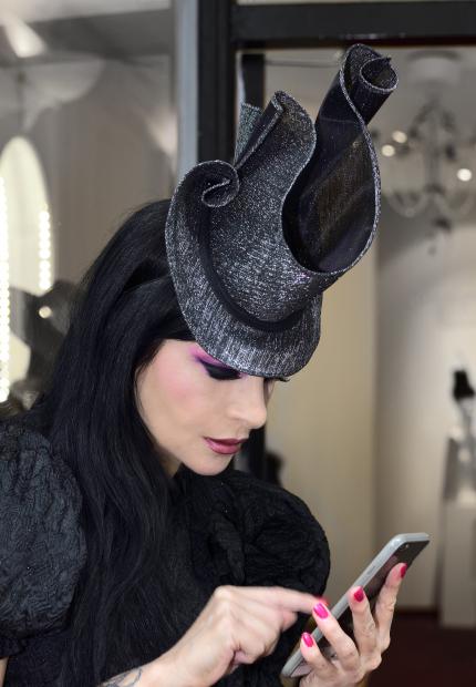 Stephen Jones Millinery Spring Summer 2018 Hats Diva curled sparkle Top Hat