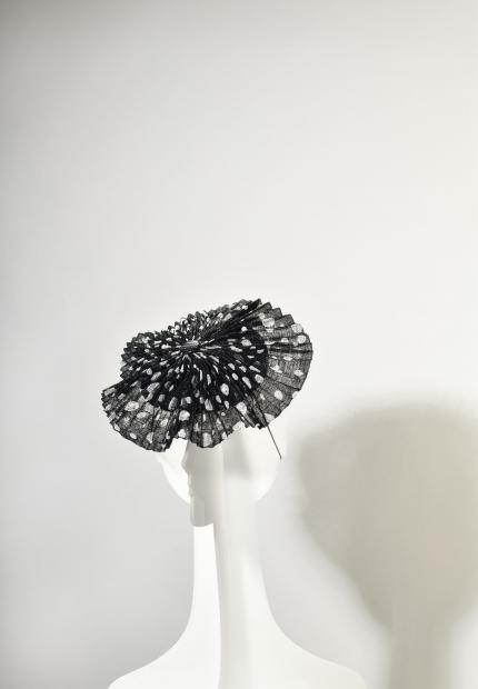 Stephen Jones Millinery Spring Summer 2020 a pleated spot sinamay beret