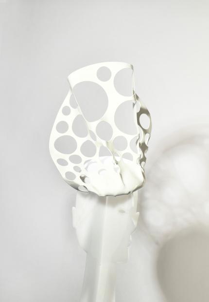 Stephen Jones Millinery Spring Summer 2020 A perforated thermoplastic beret 02 Circle