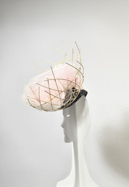 Stephen Jones Millinery Spring Summer 2020 A cane basket with tulle and habotai slowers 14 Contain