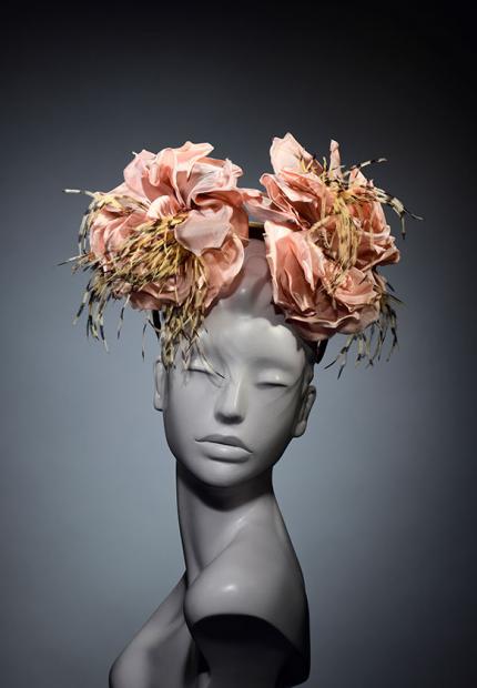 Stephen Jones Millinery Winter pink flower feather headband 